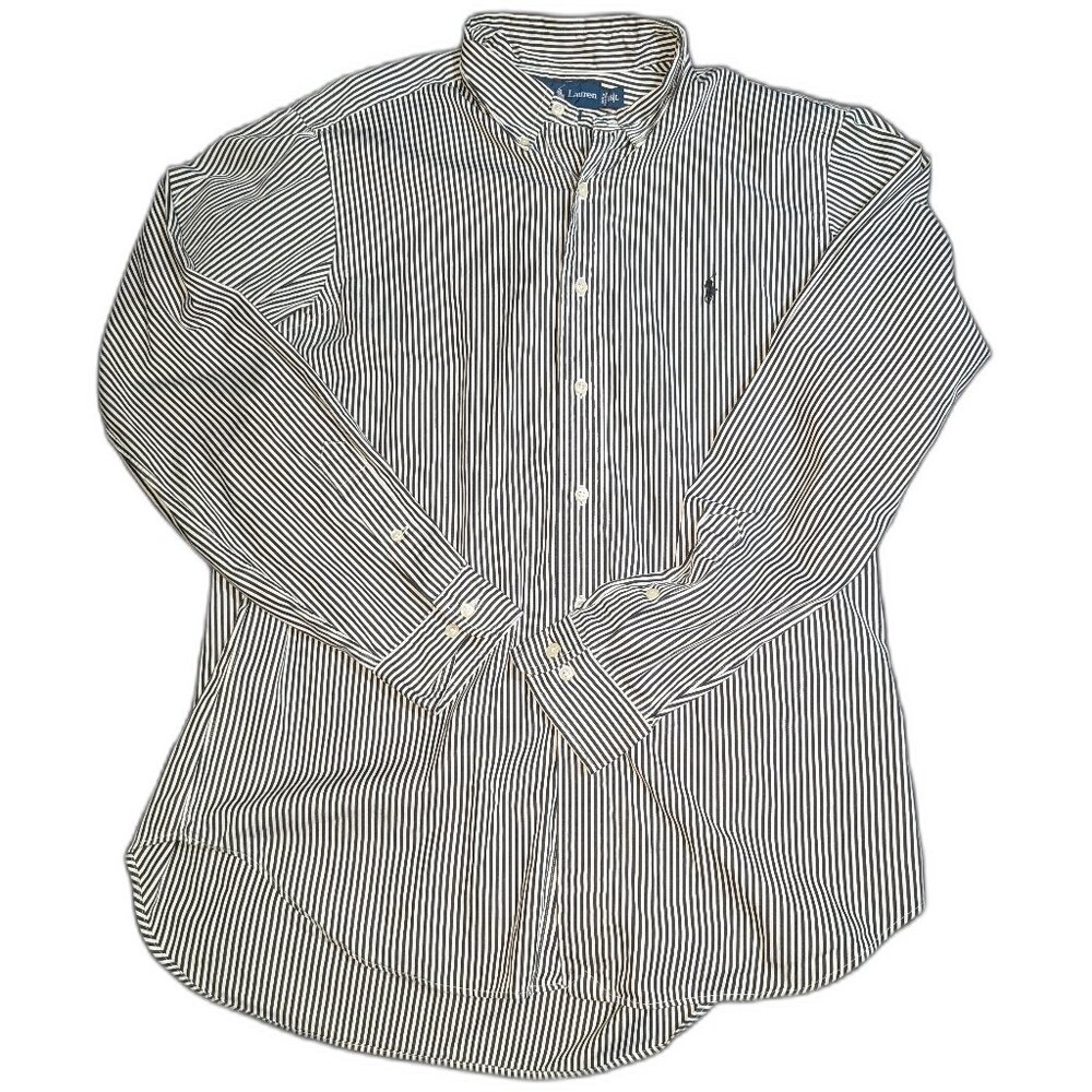 Polo Ralph Lauren Black and White Striped Dress Shirt Classic Fit